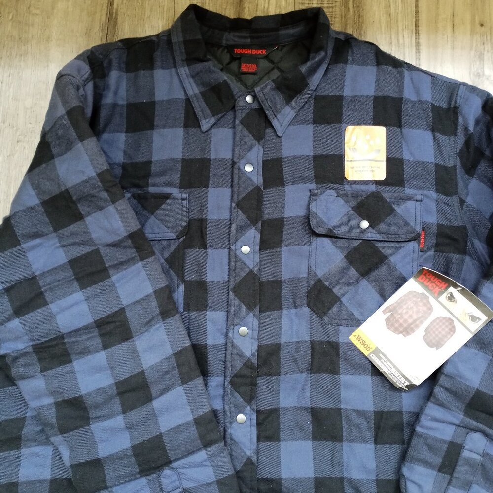 Tough Duck Heavy Quilt Lined Work Shirt Snap Button Plaid Men's 3XL NEW